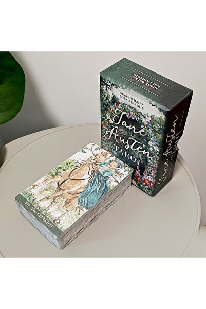 Choice مجموعة أوراق التارو الخضراء من جين أوستن في علبة صلبة - 12 × 7 سم، مجم...