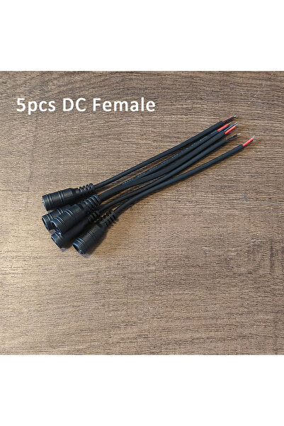 Choice1 موصل خطي، 5 قطع، أنثى، أسود، كابل تيار مستمر بطول 15 سم، قابس تيار مس...
