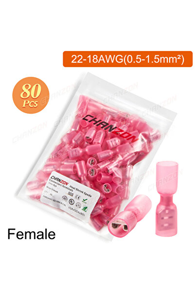 Choice5 80PCS Red Female 60/80PCS Male Female Heat Shrink Spade Crimp Connect...