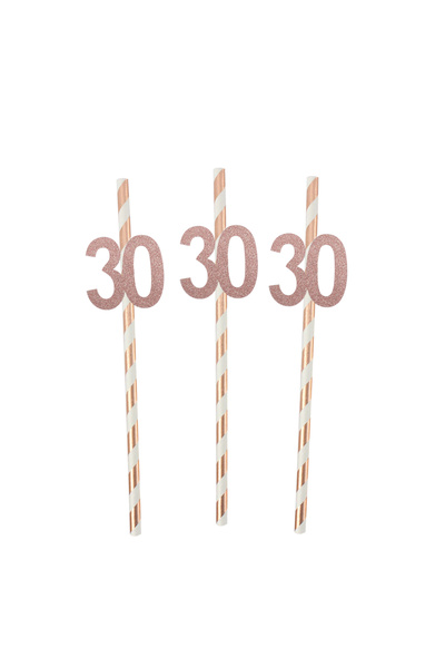 Choice 10Pcs rosegold 30 1Bag Paper Straws Number 30th 40th 50th 60th DIY Str...