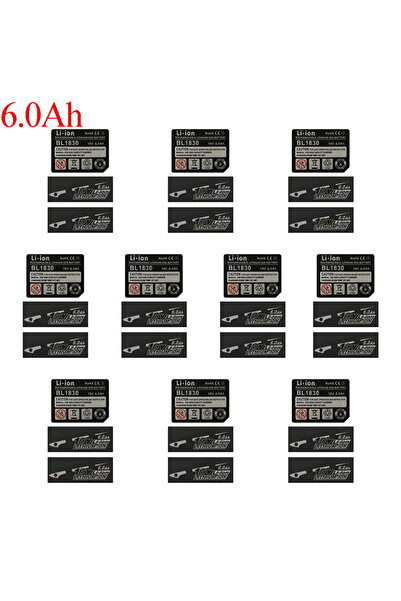 Choice3 10 مجموعات من ملصقات بطاريات ليثيوم أيون BL1830 سعة 6.0 أمبير/ساعة، 1...