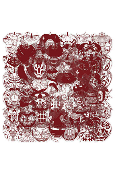 Choice 50pcs 50pcs Red Gothic Style PET Stickers Luggage, Laptop, Scrapbook, ...