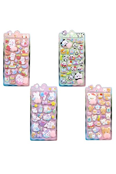 Choice3 c-4pcs 4PCS 3D Soft Cute Butt 3D Kids Stickers Squishy Animals Rabbit...