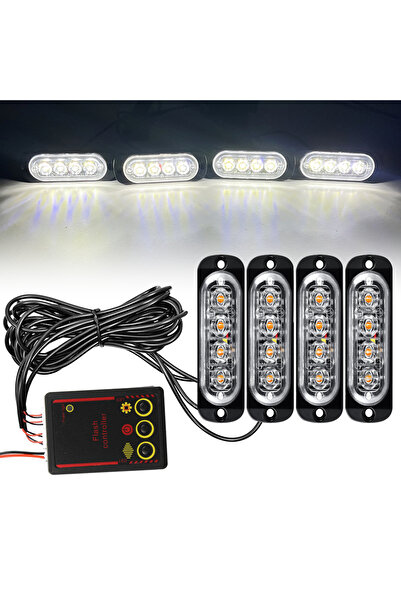 Choice White 4LED Car Emergency Lights Auto Police Strobe Light Amber LED War...