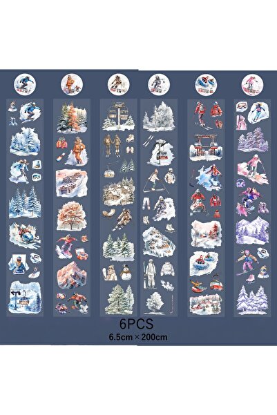 Choice 6 لفات من شريط لاصق مقطوع مسبقًا بتصميم تزلج شتوي للحيوانات الأليفة، م...