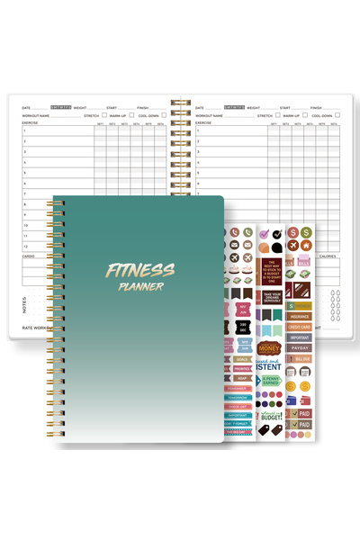 Choice light green A5 Fitness Planner Spiral Bound Workout Log Book Exercise ...