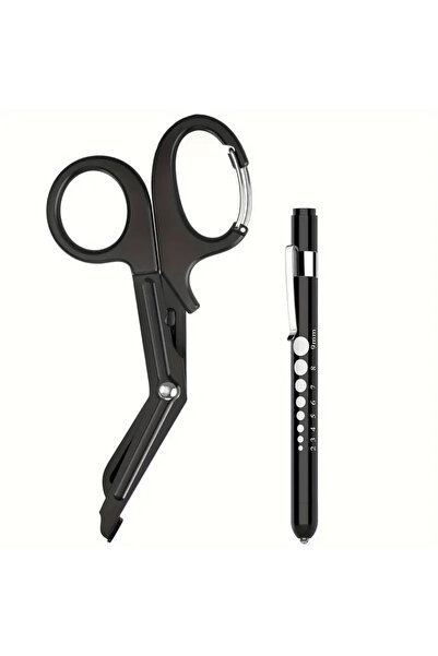 Choice مقص طبي دقيق مكون من قطعتين مع مصباح يدوي LED وجهاز قياس حدقة العين، م...