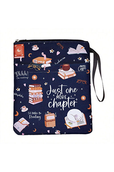 Choice غلاف كتاب أزرق رقم 1 بعنوان "مجرد فصل آخر" مزود بسحاب وجيب أمامي - رسم...