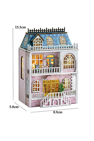 Choice نموذج تجميع بيت الدمى الخشبي D-018، فيلا الأميرة الوردية، طقم بناء ثلا...