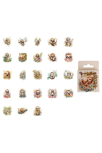 Choice A 46pcs PVC Cute Cartoon Animal Sloth Collage Rich Patterns Student DI...