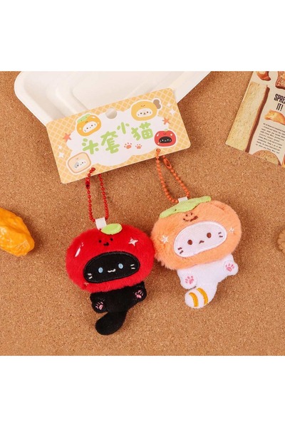 Choice Color1 Multicolor Plush Cat Keychain Pendant Soft Cartoon Couples Keyr...