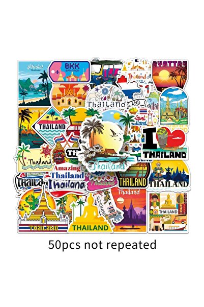 Choice ٥٠ قطعة من ملصقات دليل السفر إلى تايلاند - ملصقات زخرفية مقاومة للماء ...