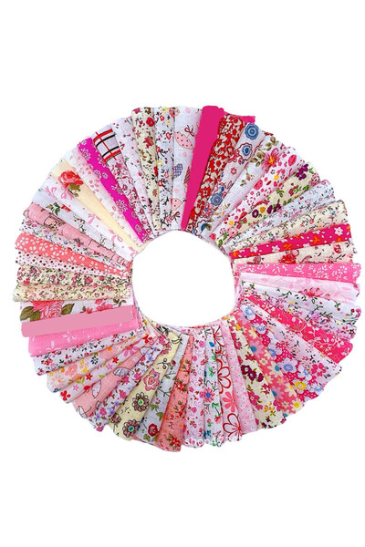Choice 10CM Pink 50pcs Pack Square Multicolor Printed Cotton Fabric For Sewin...