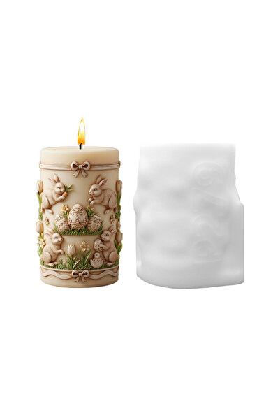 Choice قالب سيليكون واحد على شكل بيضة عيد الفصح وأرنب، قالب شموع بنقش بارز، ق...