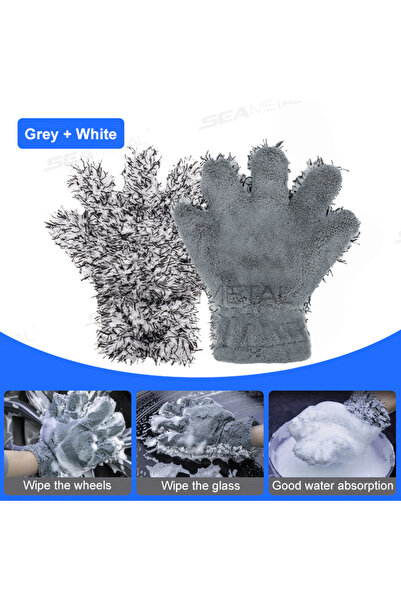 Choice قفازات غسيل السيارات من سيمتال، رمادية اللون، بخمسة أصابع، ذات وجهين، ...