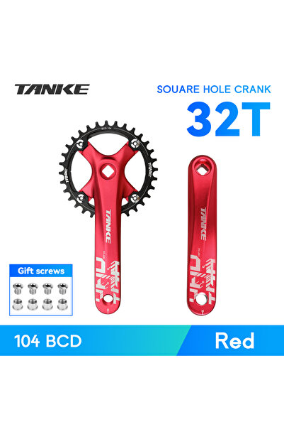 Choice ذراع تدوير أحمر - 32 سنًا، ترس دراجة TANKE ذو فتحة مربعة 104BCD 170 مم...