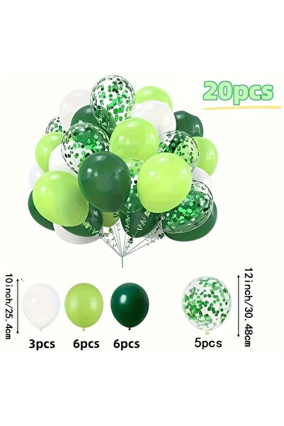 Choice 10inch green 20pcs Green White Balloon Set Confetti Latex Balloons for...