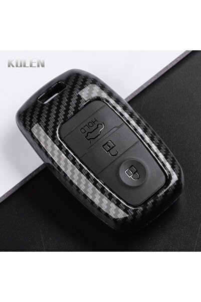 Choice11 غطاء مفتاح سيارة بثلاثة أزرار بتصميم من ألياف الكربون ABS، مناسب لسي...