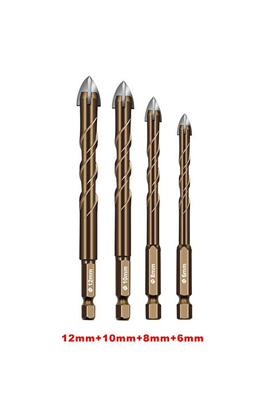 choice2 مجموعة رؤوس حفر البلاط المتقاطعة (4 قطع وعلبة تحتوي على 1/2/3/4/5/7 ق...