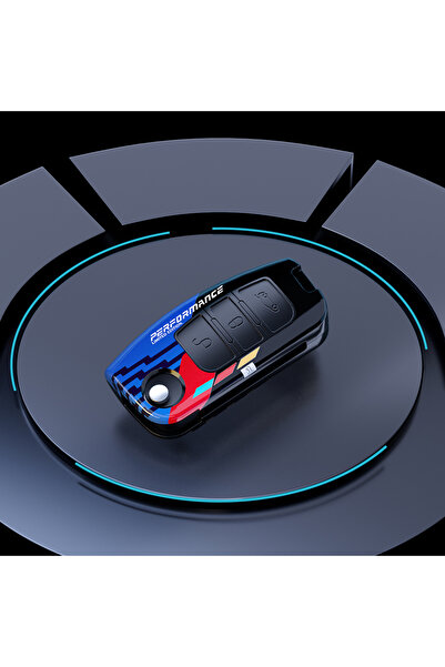 Choice1 غطاء مفتاح قابل للطي من مادة ABS، أسود وأزرق، لسيارات فورد فييستا، مو...