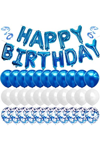 Choice as picture Blue 43Pcs Blue Happy Birthday Balloon Banner White And Blu...