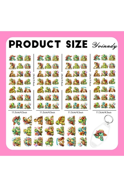 Choice SU-5OZ-0827JIT 105 PCS/SETWatercolor Spring Turtles UV DTF DIY Transfe...