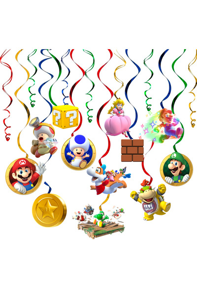 Miniso ٤٨ قطعة من الزينة الحلزونية لحفلات أعياد ميلاد ماريو، ٤٨ قطعة من الزين...