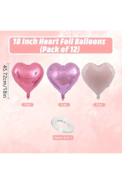 Choice 18inch Pink 12pcs Pastel Pink Purple Heart Balloons 18 Inch Heart-Shap...