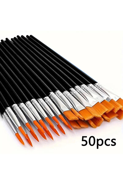 choice2 50Mix 50Pcs Paint Brush Set with Nylon Bristles, Nylon Hair Paint Bru...