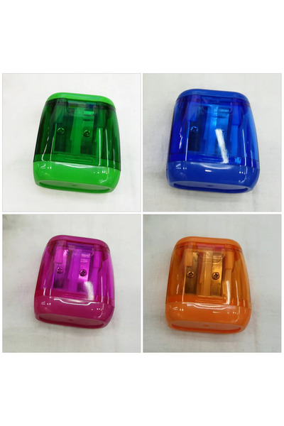Choice 4 colors B6426A 4pcs Student Geometric Double Hole Pencil Sharpener - ...