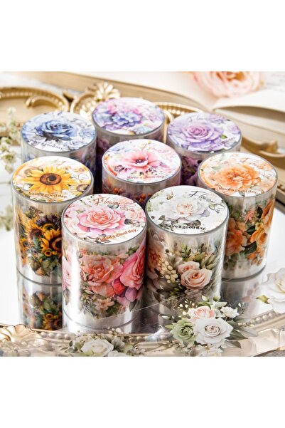 Choice مجموعة شريط لاصق زهري أحمر (٨ لفات/عبوة) - شريط لاصق زهري، ملصقات زهور...