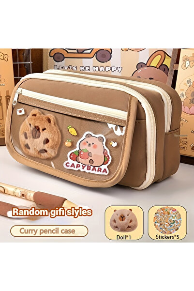 Choice حافظة أقلام بنية اللون، سعة كبيرة، مقاومة للأوساخ، حقيبة تخزين أدوات م...