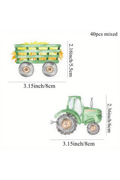 Choice1 ٤٠ قطعة متنوعة من مصاصات الجرارات الخضراء الكرتونية (مع العبوة) بطاقا...