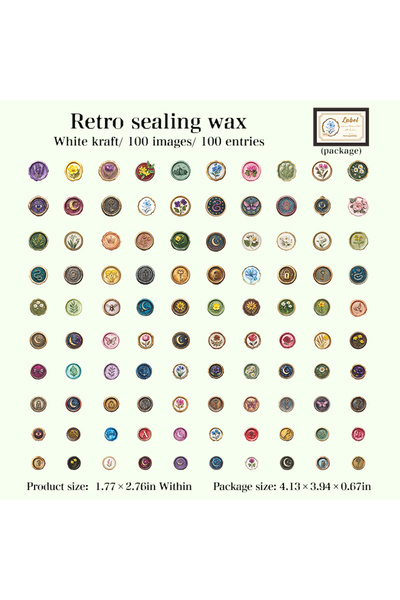 Choice عبوة كبيرة تحتوي على 100 ورقة من ملصقات ختم الشمع، كمية كبيرة للتزيين ...