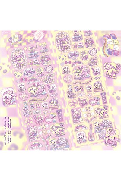 Choice 3 ملصقات أرنب كرتونية كورية لطيفة تعمل بالليزر، مناسبة لحسابات اليد، و...