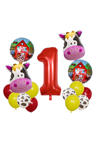 Choice as the picture as the picture 15pcs Cow Neddy Animal Foil Balloons Far...