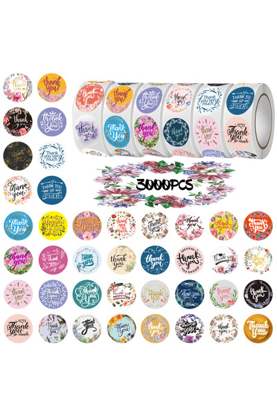 Choice ملصقات شكر شفافة 3000 قطعة - 6 لفات - ملصقات شكر بتصاميم زهور لأدوات ا...