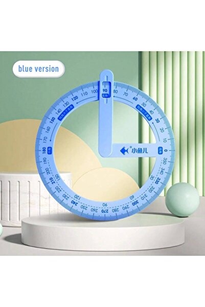 Choice مسطرة هندسية زرقاء بزاوية 360 درجة، أداة تعليمية خاصة لقياس الزوايا ال...