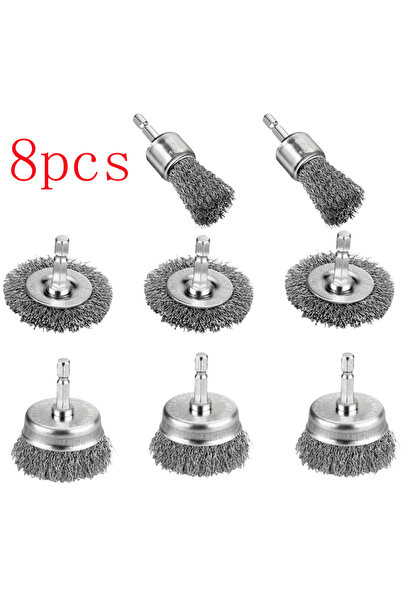 Choice1 8pcs 3/6/8-pcs Carbon Steel 1/4 Inch Hex Shank Drill Brush Attachment...