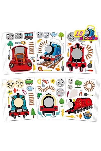 Choice 15×21 سم، 12 قطعة / مجموعة توماس وأصدقائه، لعبة تركيب ملصقات، اصنع وجه...