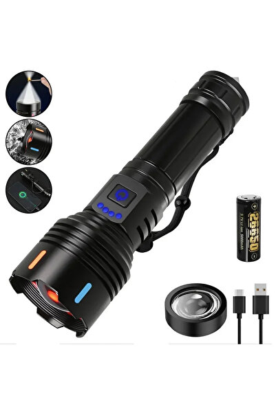 Choice مصباح يدوي LED عالي الطاقة S509 ببطارية 5000 مللي أمبير مع إشعال اللهب...