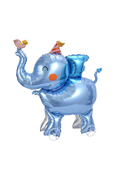 Choice بالون واحد من رقائق الألومنيوم على شكل فيل أزرق بعجلات، عبوة واحدة، من...