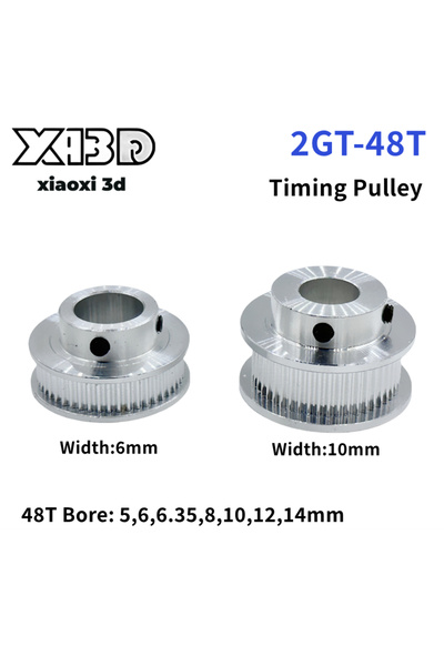 Choice4 بكرة توقيت 2GT، 48 سنًا، عرض 5 مم، قطر 6 مم، قطعة واحدة، قطر الثقب 5/...