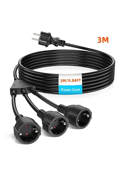 Choice10 3AC 3m black Eu pull ring plug extension cord expansion sket 4000W 1...