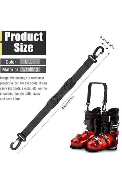 Choice Black 1PC Ski Boot Carry Strap Adjustable Shoulder Sling for Hands-Fre...