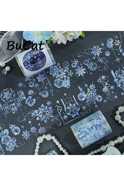 Choice شريط لاصق شفاف من مادة PET مزين برقاقات ثلجية كريستالية، بطول 2 متر/لف...