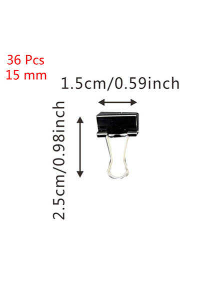 Choice 36 Pcs 15mm 36pcs Black Foldback Metal Paper Clips Notes Letter Paper ...