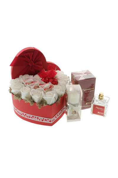 GiftExpress Set Cadou Femei „Dragoste” cu Parfum – Aranjament Floral cu Cioco...