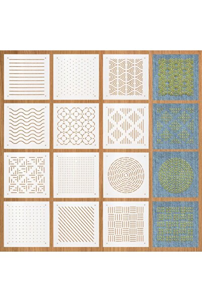 Choice AECH08-06028 12 قطعة من استنسل ساشيكو البلاستيكي 5x5 بوصة، نقاط وخطوط ...