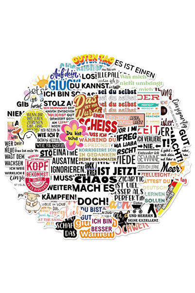 Choice ٥٠ قطعة من ملصقات كلمات التشجيع الألمانية الإبداعية والمرحة، مناسبة لل...